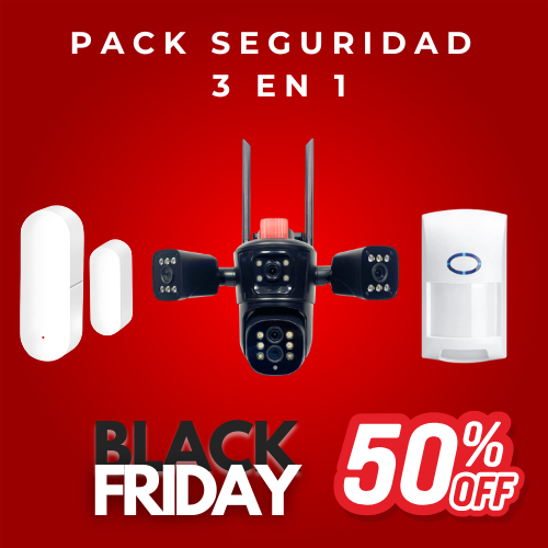 Pack seguridad 3 en 1: Cámara + Sensor PIR +Sensor Puerta/ventana 50% OFF