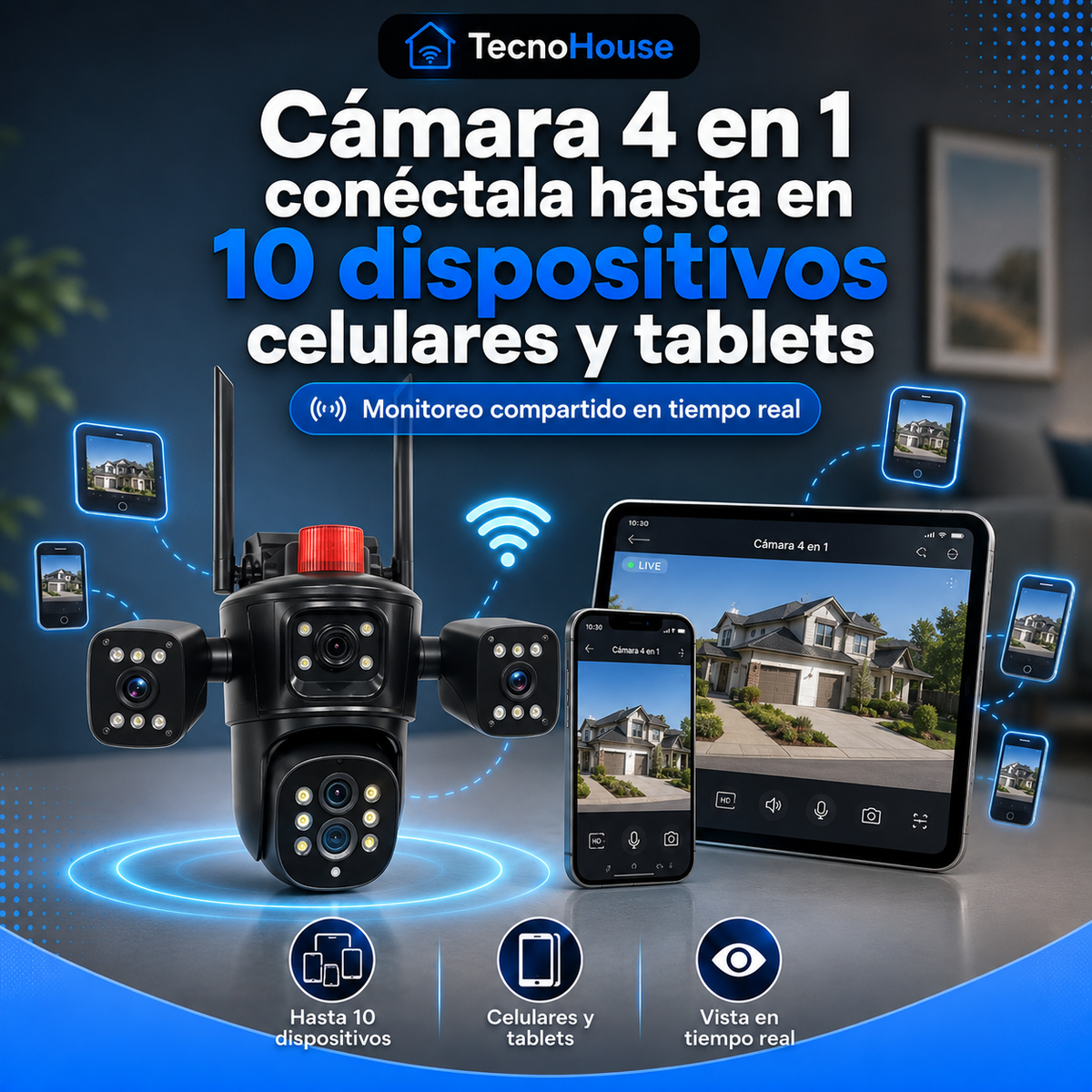 Cámara de seguridad 4 en 1 + tarjeta microSD 128 GB de Regalo🎁 30% descuento