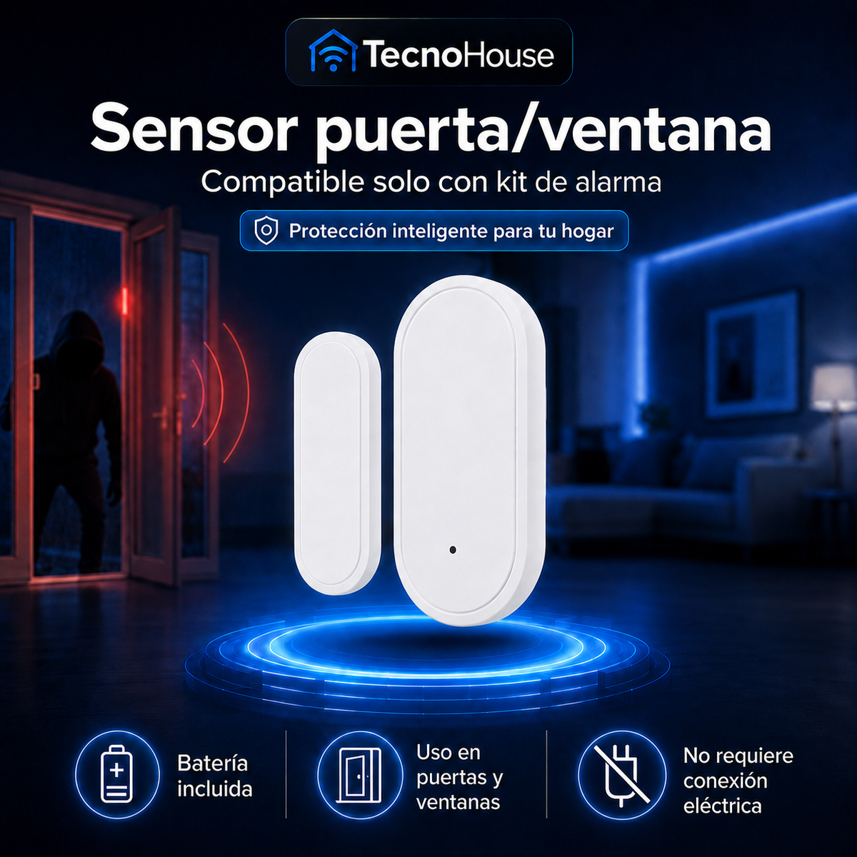 50% OFF Sensor puerta/ventana compatible sólo con kit de alarma