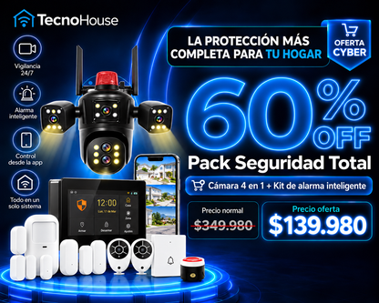 60% OFF Pack Seguridad Total: Cámara de Vigilancia + Kit de Alarma Inteligente